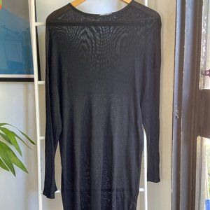 Women's vintage Yves Saint Laurent Rive Gauche Sheer Knit Silk Black Dress Top